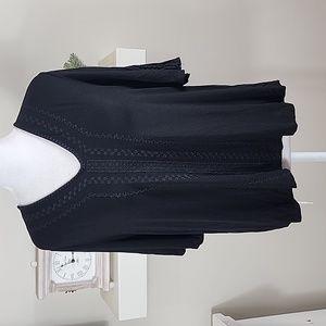 Adrianna Papell Short Sleeve Embroidered V-neck Top